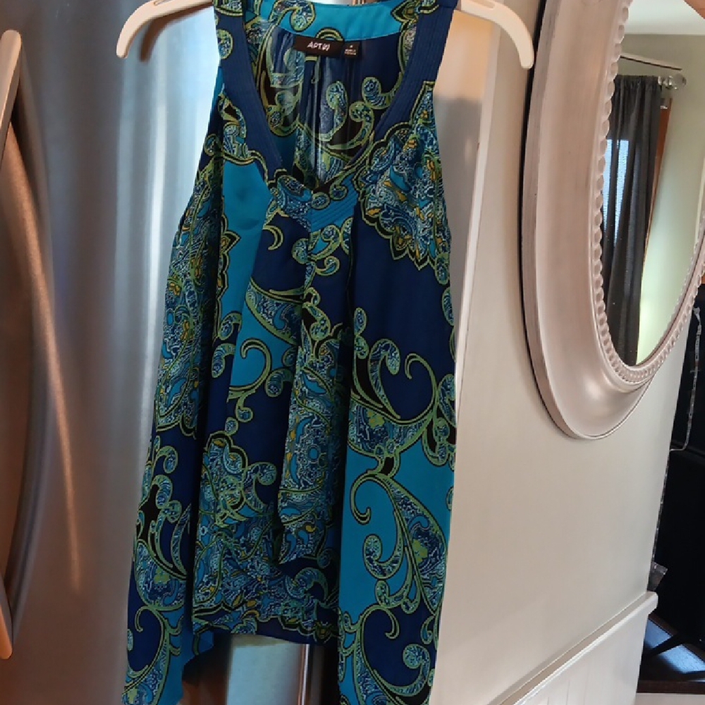 Apt. 9 Blue and Green Paisley Top